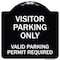 Signmission Parking Area Visitors Parking Valid Parking Permit Required Aluminum Sign, 18" x 18", BW-1818-23470 A-DES-BW-1818-23470 - alternate 1